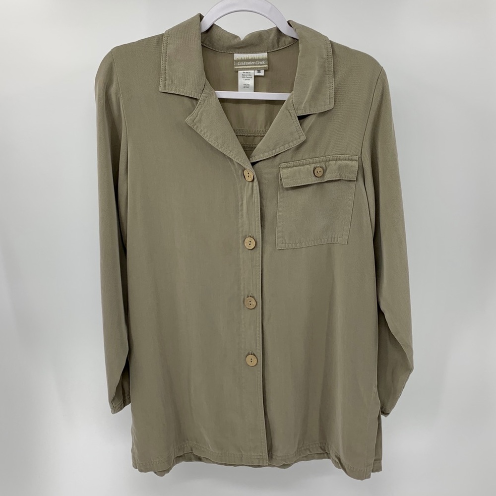 Coldwater Creek Khaki Button-up Blouse
